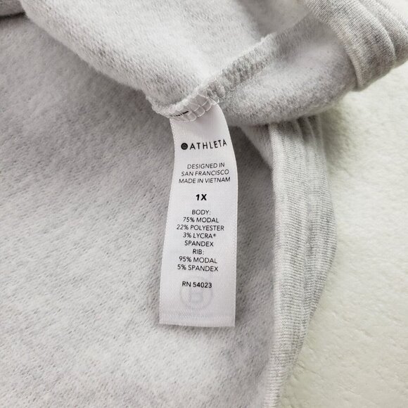 Athleta Poise Wrap Sweatshirt Womens 1X Gray Long Sleeve V Neck Soft Top NEW - Picture 10 of 15